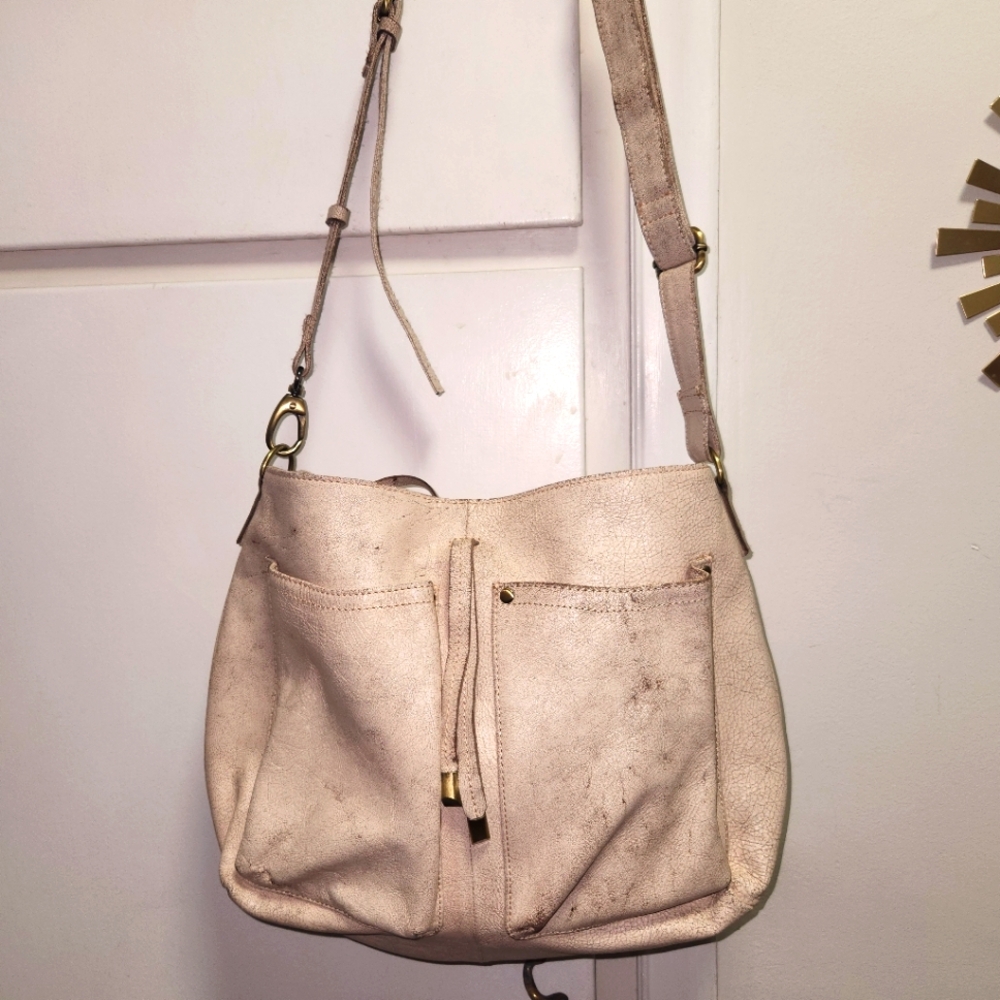 LATICO DISTRESSED BOHO Cream Shoulder Bag